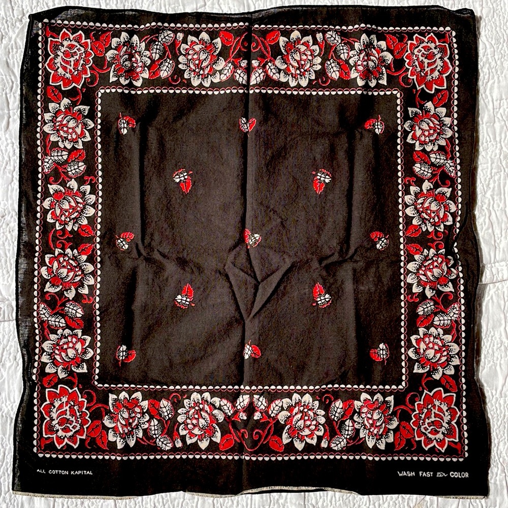 KAPITAL Black Graphic  Floral Bandana